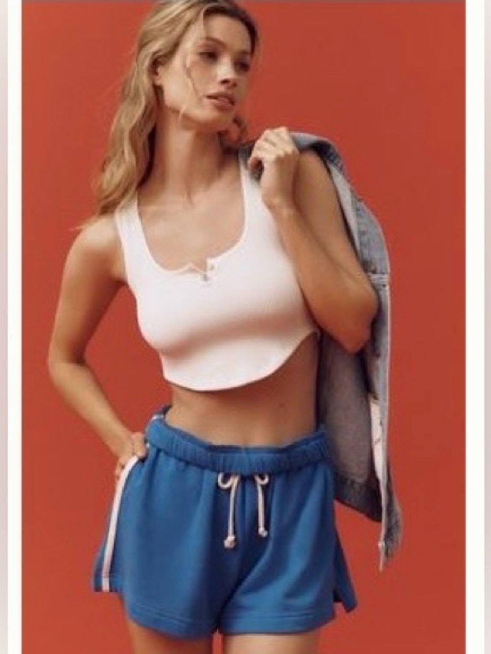 Anthropologie Seamless Henley Crop Top